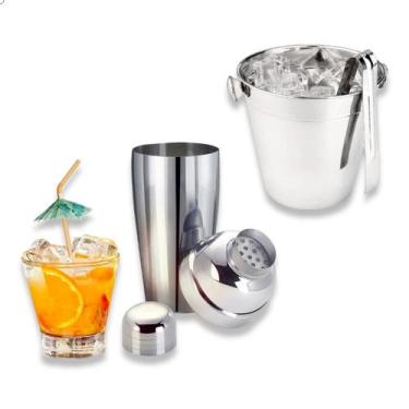 Imagem de Kit Conjunto Bar Caipirinha Drink Coquetel - 3 Peças Inox - TOP HOUSE