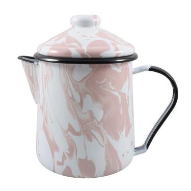 Imagem de Leiteira Bule Esmaltado Tradicional Indução Nr 12 Marmorizado Rosa Mãe Ágata 1.1 Litros  Ewel