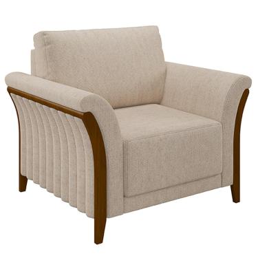 Imagem de Poltrona Decorativa Pés em Madeira Market Linho Cru - Gran Belo