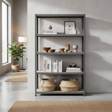 Imagem de Estante Aco/mdf 5 Prateleiras 196x120x50 Cm 1500kg Spaceo