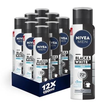 Imagem de Kit NIVEA MEN Desodorante Aerossol Black & White INVISIBLE Fresh 150ml - 12 Unidades