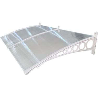 Imagem de Toldo Policarbonato 1,85x0,80m Cobertura para Portas e Janelas Imperial com Fita de Vedação Proteção Casa e Comércio com Filtros de Raios UV (TRANSPARENTE COM BRANCO)