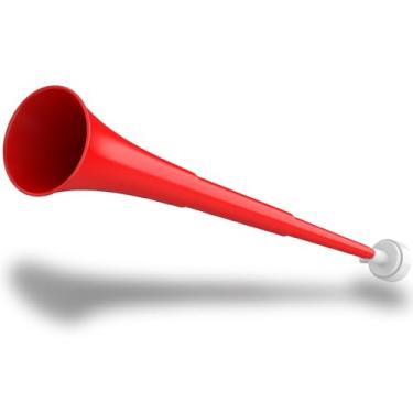 Imagem de Estádio dobrável Vuvuzela de plástico Vuvuzela buzina de sopro de buzina para fazer barulho de buzinas de futebol com som alto para passeios de barco e eventos esportivos (vermelho)