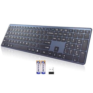 Imagem de Teclado sem fio 2,4 G, ultrafino, silencioso, tamanho completo, USB PC, 19 teclas multimídia, teclado numérico, plug & play, sem atrasos, bateria de longa duração para desktop, laptop, Smart TV, Mac