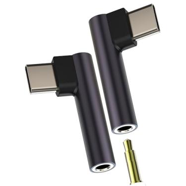Imagem de Adaptador de áudio USB C para auxiliar de 3,5 mm (pacote com 2 unidades) para conversor de cabo de fone de ouvido Apple para iPhone 16 15 Pro Max compatível com Samsung Galaxy S24 S23 S22 tipo C fones