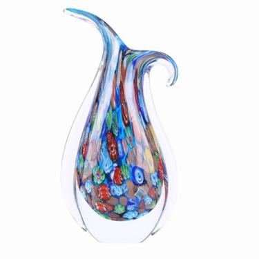 Imagem de Vaso pintado de vidro soprado, uma peça de arte decorativa de vidro exclusivo em estilo Murano, adequado para armários de TV de sala de estar, arranjos de mesa de jantar, escritórios, salas e detalhes