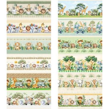 Imagem de Tecido Tricoline Digital 100% algodão - Barrado 55x75 cm cada - Safari