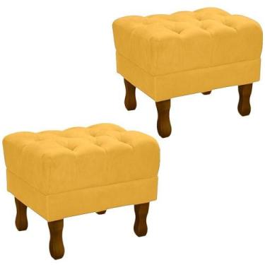 Imagem de Kit 2 Puff Puf Retro Capitone 52X44Cm Suede Mostarda Mpassos Mostarda 