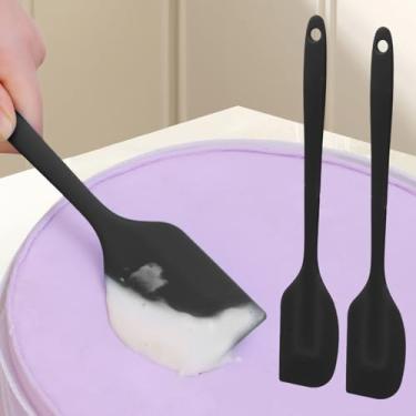 Imagem de Espátula pequena de silicone para bolos, biscoitos, pastelaria, alça transparente, ferramentas de cozimento em creme, para casa, preta