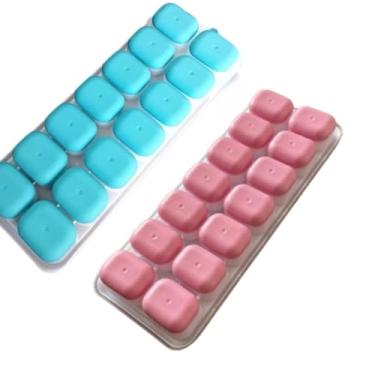 Imagem de Forma de Gelo com Tampa - Flexível e Prática para Congelador(Rosa + Azul)