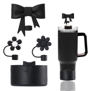 Imagem de Conjunto de acessórios para copos Stanley incluindo 3 peças de tampas de canudo de silicone para canudos Stanley Cups de 10 mm, 1 bota de laço de silicone para Stanley Cup 1,134 g e copo de 850 g