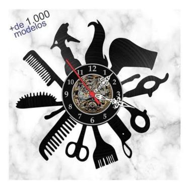 Imagem de 2X Relógio Parede Salão Beleza Cabeleireira Vinil Lp Cabelo