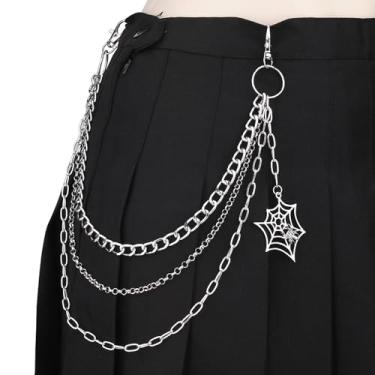 Imagem de Correntes jeans de Halloween para mulheres, corrente de calça para homens, corrente de bolso para calças, motociclista, quadril, punk, acessório de prata, moda moderna para festivais de música