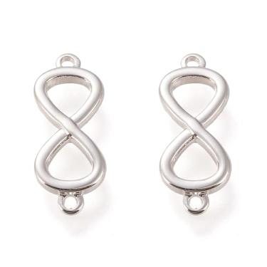 Imagem de 10 peças de conectores de elos infinitos de latão, pingentes de conectores banhados a platina real para artesanato, pulseiras, colares, fabricação de joias, achar