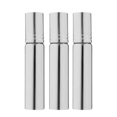 Imagem de Kit com 3 Mini Frasco Portátil de Perfume de Vidro Recarregável com Borrifador Spray Ideal para Levar na Bolsa Estojo de Maquiagem Prático e Compacto Com Capacidade de 10ml (Cinza)