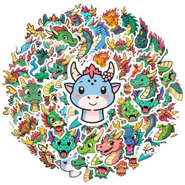 Imagem de 35 peças adesivos de dragão grafite brinquedo mítico serpentina brincalhão, fogo, alegre, adesivos engraçados para notebook, bagagem, celular, copo, guitarra, faça você mesmo, bicicleta, skate, laptop