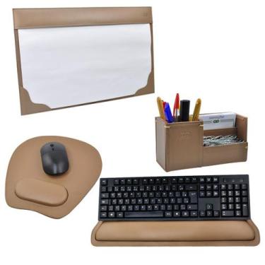 Imagem de Kit Organizador para Escritório NOWI em Couro Galvani, Argila