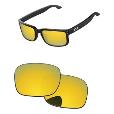 Imagem de PapaViva Lentes de substituição para óculos de sol Oakley Holbrook OO9102 55 mm ouro 24K polarizado