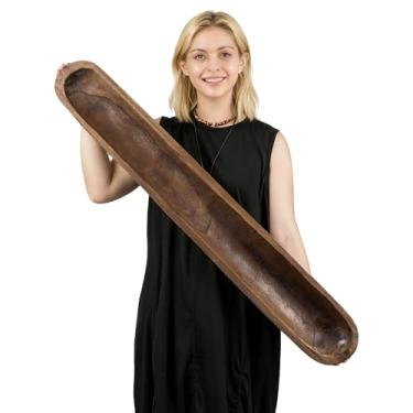 Imagem de Hanobe Tigela decorativa para decoração de entrada: tigela grande com suporte de chave para decoração de mesa de café - Baguete de madeira rústica para decoração de balcão de cozinha - Tigela de massa