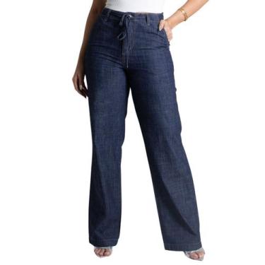 Imagem de Calca Jeans Sawary Pantalona Wide Leg - 278933 Azul, 44, Azul