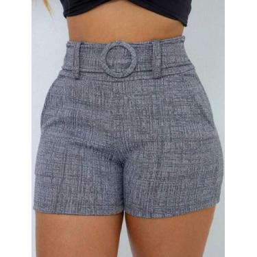 Imagem de Shorts Feminino Skinny Tecido Linho com Cinto Forrado e Bolso - NoBran
