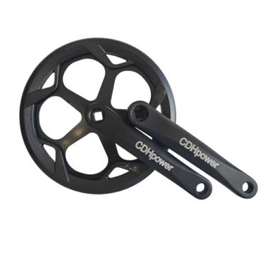 Imagem de CHPOWER Pedaleira de bicicleta 1 peça/única 48T/52T anel de aço com capa de corrente braço de liga de alumínio de 170 mm para velocidade única e bicicletas de 6/7/8 velocidades (52T)