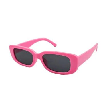 Imagem de Óculos de Sol Feminino, Armação Rosa Pink, Lentes Escuras, Design Retangular, Proteção UV