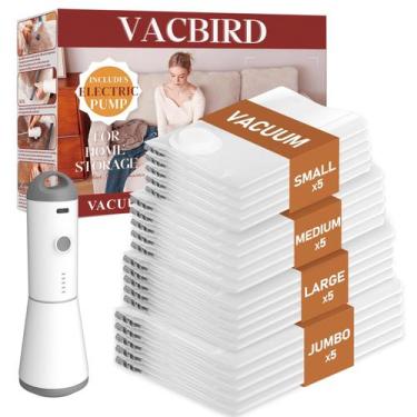 Imagem de Pacote de 20 sacos de vedação a vácuo Vacbird com bomba sem fio 5J+5L+