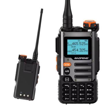 Imagem de Rádio Comunicador Baofeng Tri-band Recarregável Type-c Lanterna Led Bateria Durável 2600mAh Alcance até 10 km Dual Watch