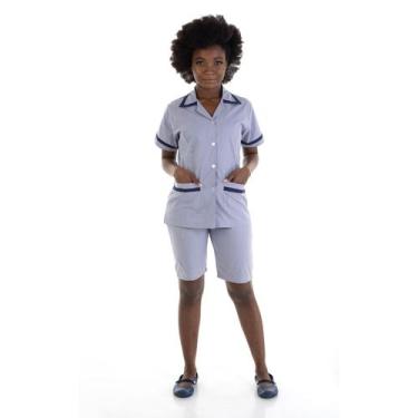 Imagem de Conjunto de Jaleco e Bermuda em Algodão para Copeira, Faxineira, Domés