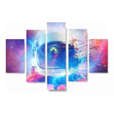 Imagem de Kit quadro decorativo 5 peças 95x60cm Astronauta Espaço 02
