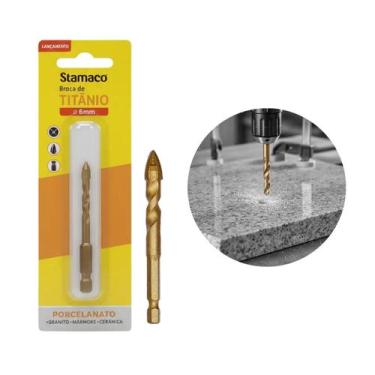 Imagem de Broca Para Porcelanato Granito e Mármore Aço Ponta Titânio Stamaco, 6 