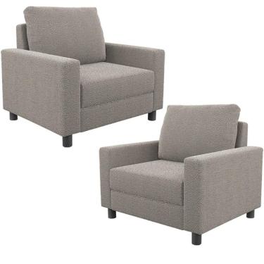 Imagem de Kit 02 Poltronas Decorativa Malta L02 Bouclê Bege