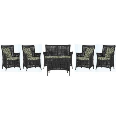 Imagem de Jogo Sofá 4 Poltronas E Mesa Igapó Marrom E5 Trama Original Preto