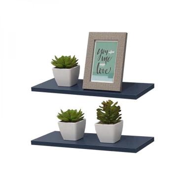 Imagem de Kit 2 Prateleiras 50X20cm Azul com Suporte Invisível