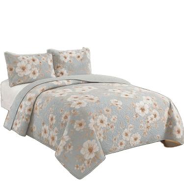 Imagem de Kit Cobre Leito Colcha Queen Boutik Dupla Face - Estampa 17 - 100% Poliéster