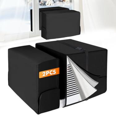 Imagem de 2 peças de capas de ar condicionado para exterior e interior compatíveis com Midea AC 8000/10000/120000 BTU, 3 camadas de isolamento de janelas AC de 50 cm L x 35 cm A x 30 cm P e 50 cm L x 35 cm A x