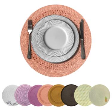 Imagem de 6 Jogo Americano Redondo Mesa Posta Sousplat Pvc Ma Dec Vr