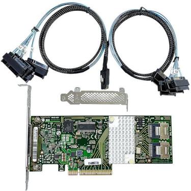 Imagem de Placa de expansão SAS HBA PCIe SATA compatível com D2607 e LSI 9211-8i IT Mode, suporte expansor, 8 portas 6Gb/s, PCIe 2.0, com 2× SFF-8087 a 8482 cabos SAS para NAS ZFS TrueNAS unRAID
