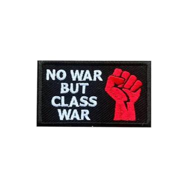 Imagem de MOKOBOIZ No War But Class War Patch de gancho e laço, punho de mão vermelho, aplique bordado de 7,6 cm, acessórios DIY para mochilas, coletes militares, roupas para cães, presentes socialistas