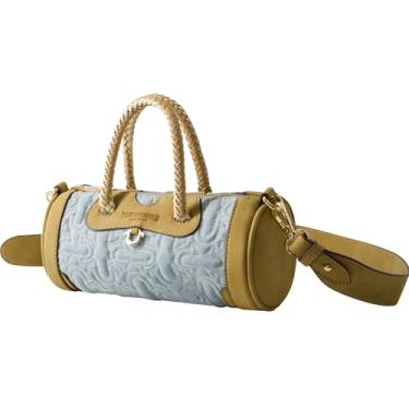 Imagem de True Religion Bolsa esportiva, bolsa feminina acolchoada com alça de ombro ajustável, jeans, tamanho único