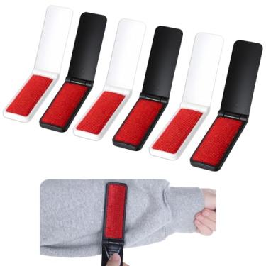 Imagem de Ptwola Pacote com 6 escovas dobráveis para remoção de pelos de animais de estimação, mini escova de roupas, reutilizável, carpete, casaco, escovas de limpeza de fiapos para gatos, cães, felpudo, sofá