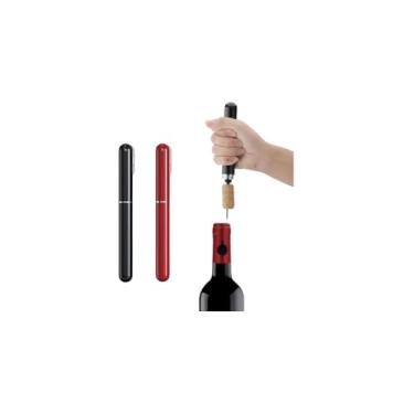 Imagem de Saca-Rolhas Pneumático Premium, Preto, Plástico e Metal, 20cm x 2cm, com Lâmina Retrátil, para Rolhas até 44mm