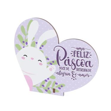 Imagem de Kit 45 Lembrancinhas Pascoa MDF Coracao Corte Fino - DK Decor, UMA FEL