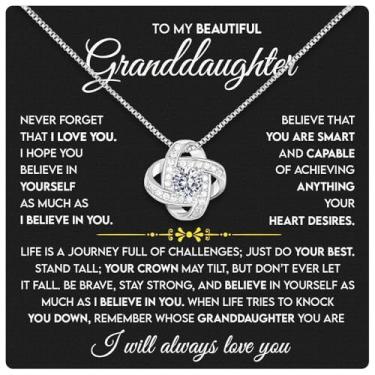 Imagem de Larvincy Presentes para neta da avó - Colar para minha neta com mensagem sincera e caixa elegante, presente de joia para aniversário, formatura, dia dos namorados, dia das mães, Natal e mais, 1 pcs