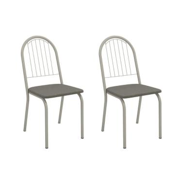 Imagem de Kit 2 Cadeiras De Cozinha Noruega 2c077nk Aço 2 Un Niquel-linho Escuro - Kappesberg