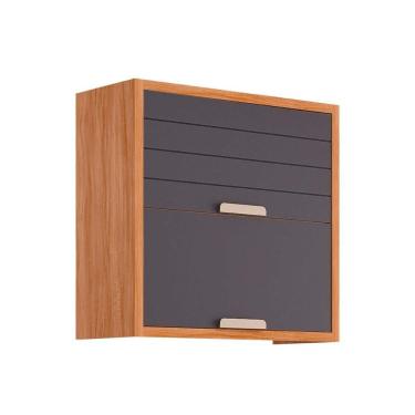 Imagem de Módulo Cozinha Mgm Eloise Armário C- 2 Portas Basculante Riscadas 80 Cm Cinamomo-titanium-mgm