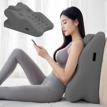 Imagem de Almofadas de cunha para casais, almofadas de costas, almofadas lombares, molduras de cama, almofadas de maternidade para sentar na cama, almofadas de leitura, novo 2025 com ponto de massagem (cinza