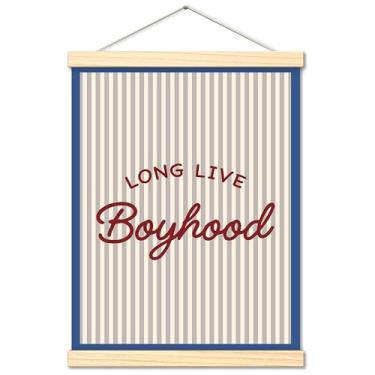 Imagem de CWIOQPYI Decoração de parede Long Live Boyhood, moldura de pôster vintage para berçário, sala de jogos, decoração de quarto de menino de 30 x 40 cm - D08
