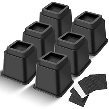 Imagem de MCXYEM Elevador de cama/elevador de cama/elevador de cama/elevador de móveis/elevadores de mesa/elevadores de moldura criar armazenamento sob a cama resistente para ajuste de altura de móveis preto